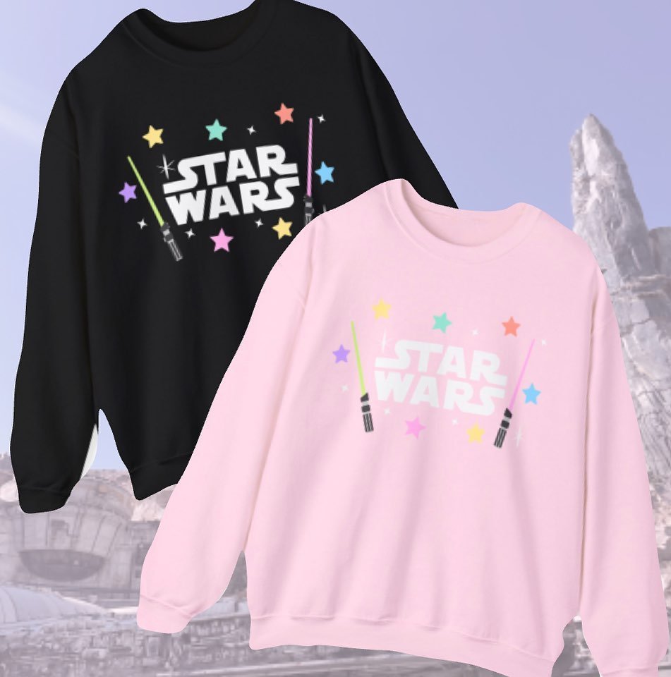 ✨✨May the 4th very limited restock is coming tomorrow! (Friday, May 3rd at 10 am). I&rsquo;ve added a new color way of this best selling crew sweatshirt too! Choose that or the fanny pack or a bundle of both. ✨✨