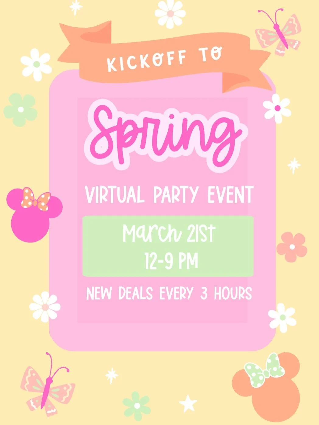 🌼🌸So excited for our spring kickoff event! 🌸🌼Happening today from now- 9 pm EST. New deals every 3 hours! Let me know if you snag some fun goodies!