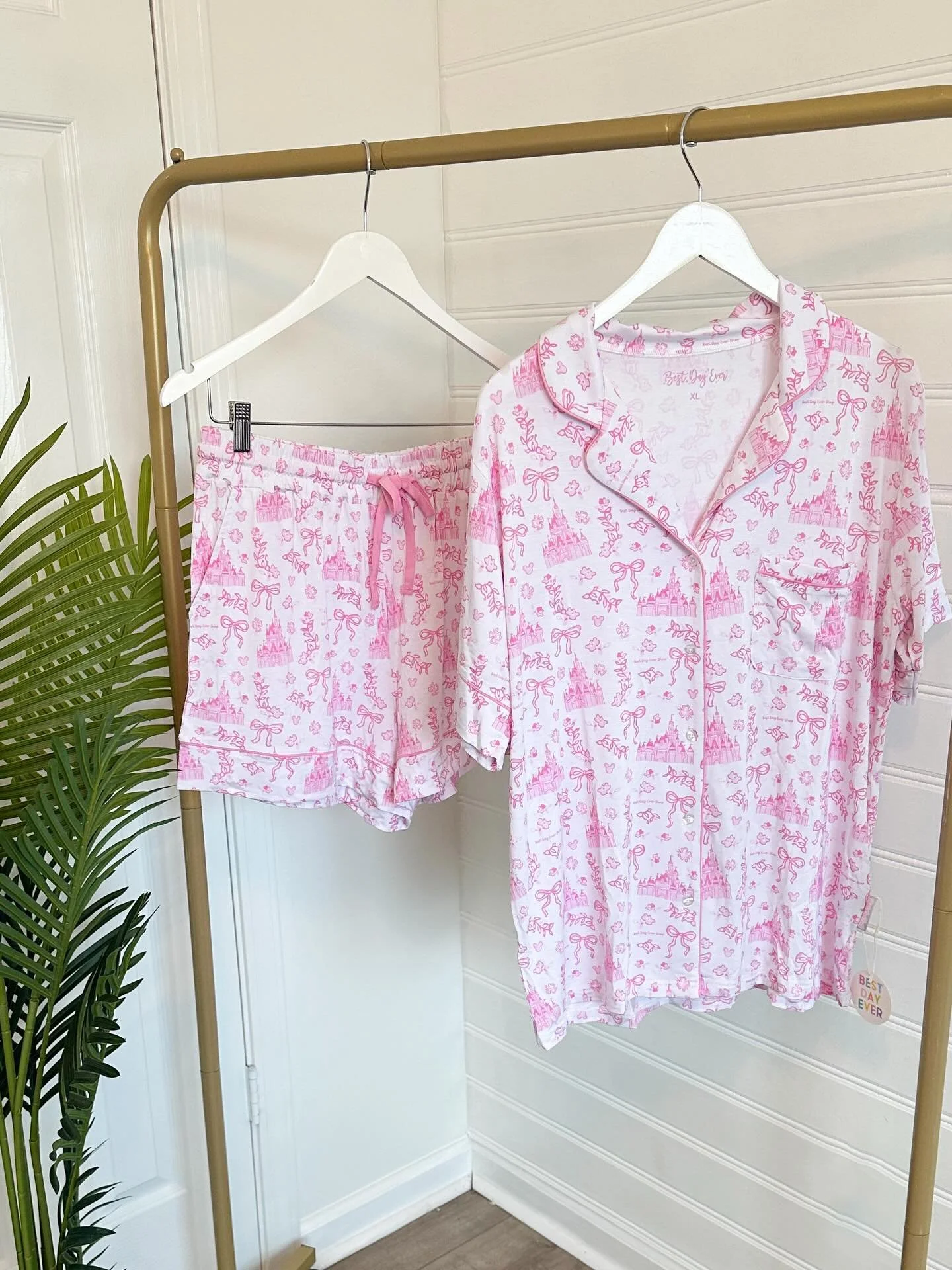 Introducing our newest print&hellip;. Coquette Castles! Now available in pajamas, a matching fanny pack and crew or tee! Shop now ✨🎀 This print is one of my newest favorites and so perfect for Spring Disney trips. Shop now! (as always, pajamas sell 