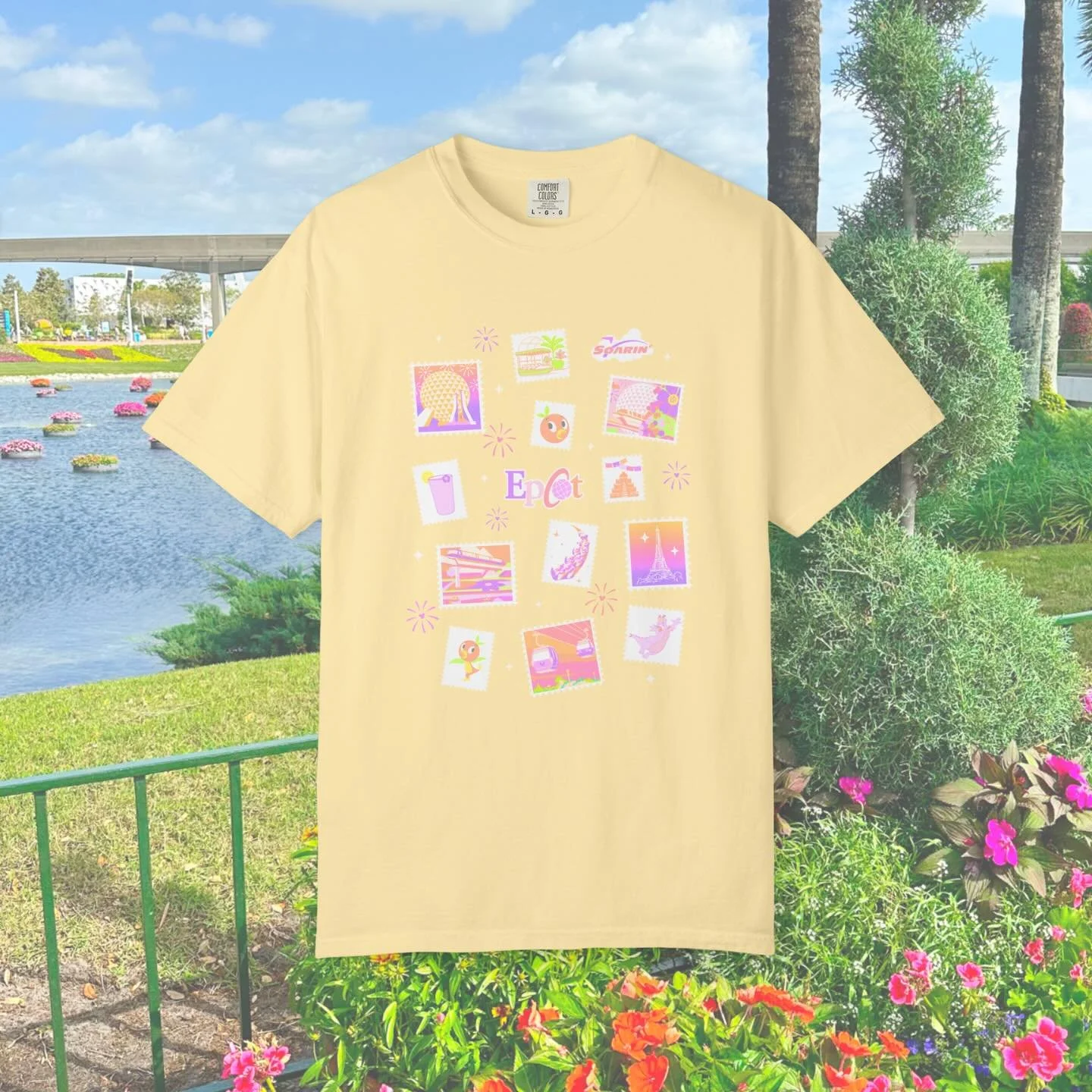 🌸✨🌼This new Epcot collection is now available on our website! New printed fanny pack, patches and a coordinating tee or crew to match. Shop now! This is so perfect for Epcot Flower and Garden trips coming up. 🌼✨🌸
