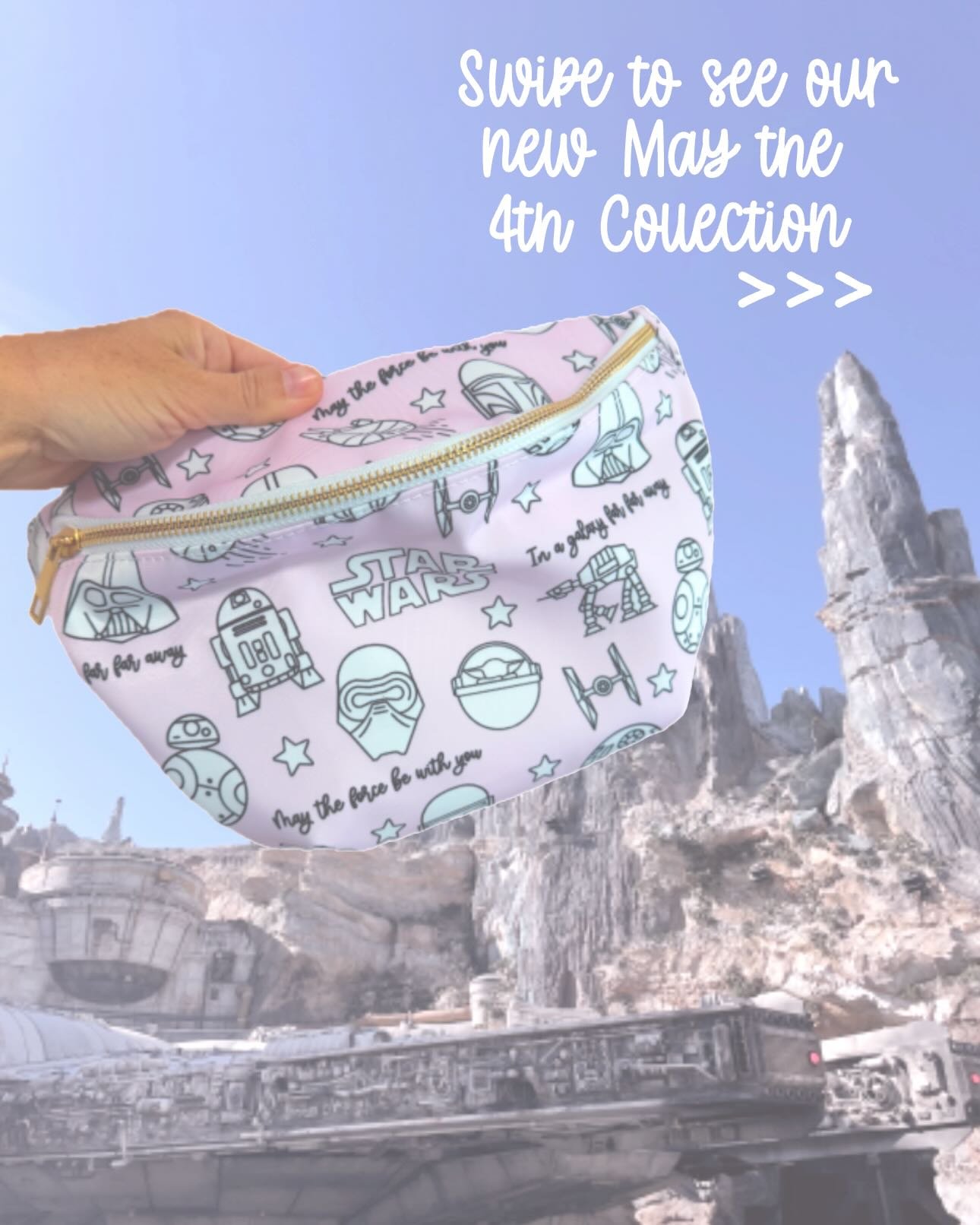 ⭐️✨💫 Our new May the 4th inspired collection is here! Featuring a new bag print and 4 designs in customizable shirts and crews. This is a limited time collection so shop now! This would be so perfect for Star Wars Galaxy&rsquo;s Edge outfits for May