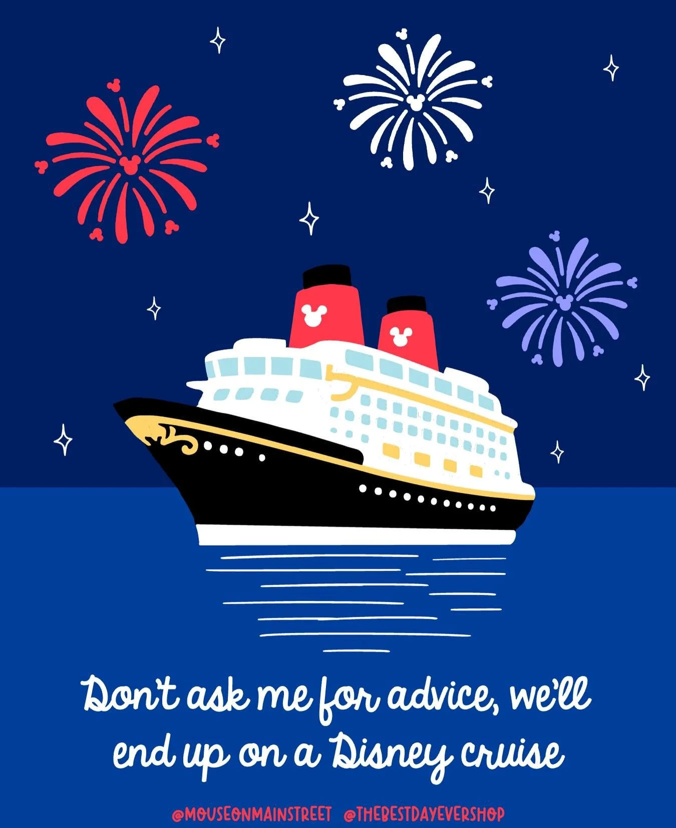 If there was a &ldquo;most likely to end up on a Disney cruise&rdquo; superlative, we would definitely be in the running 🤣 New collab cruise collection launching this Wednesday! Let us know which graphic is most you and share with your Disney cruise
