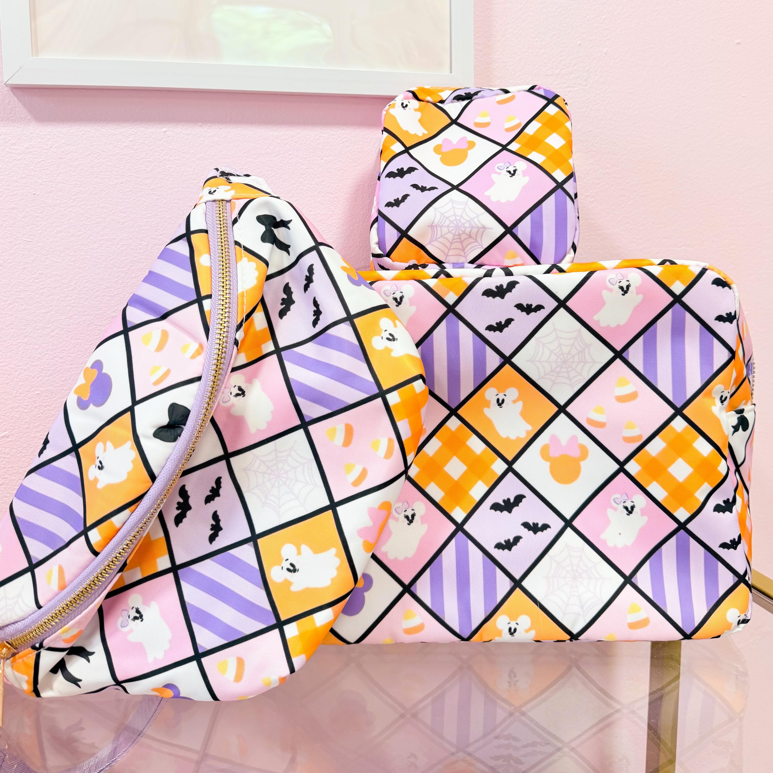 🎃Halloween patchwork is back! With 2 new styles added. Fanny packs sold out so fast so I quickly ordered more and decided we needed an XL pouch and a mini to match. Shop now! All are ready to ship. 🎃