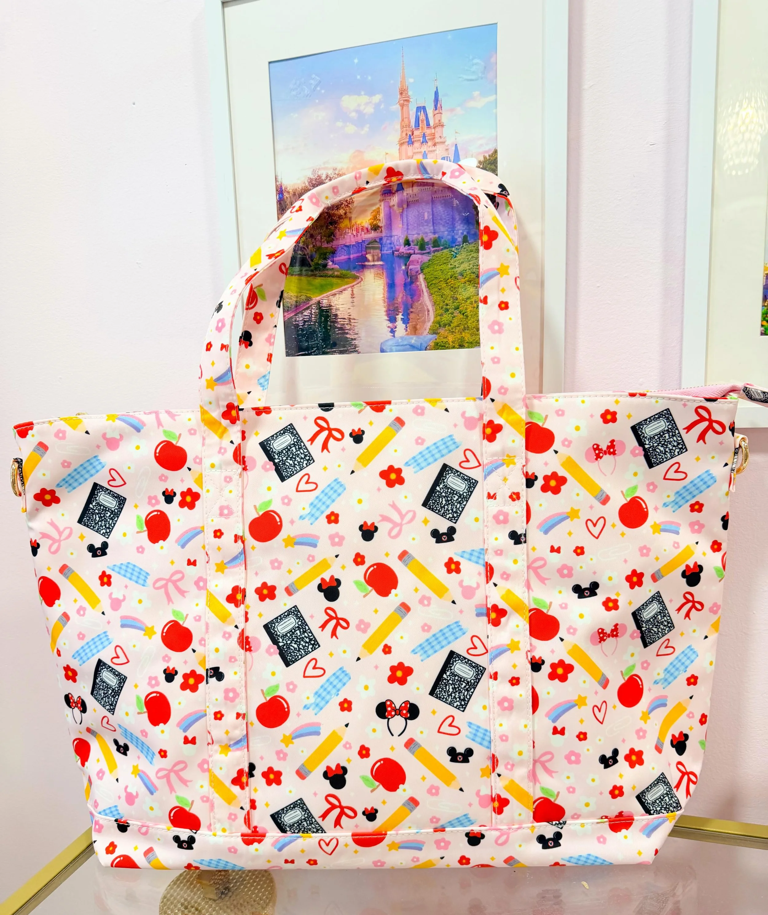 Introducing the next item in our viral Disney loves teachers collection&hellip;. The tote bag! I have one fanny pack left in this print as well as matching customizable tees and crews. Shop now if you&rsquo;re a Disney loving teacher or go get ready 