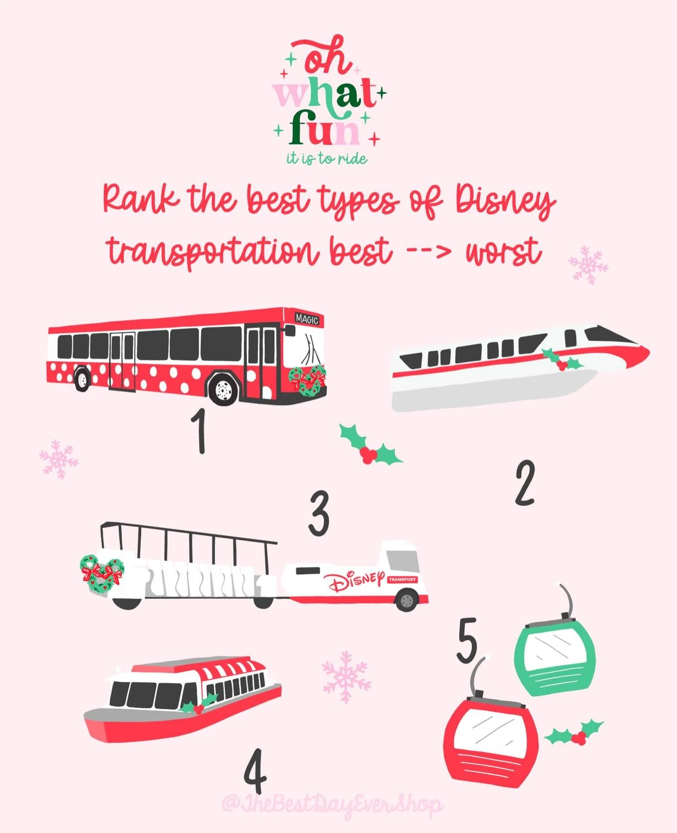 Let me know which Disney transportation method is your favorite! And shop our Oh What Fun transportation print, available now! 🎄
