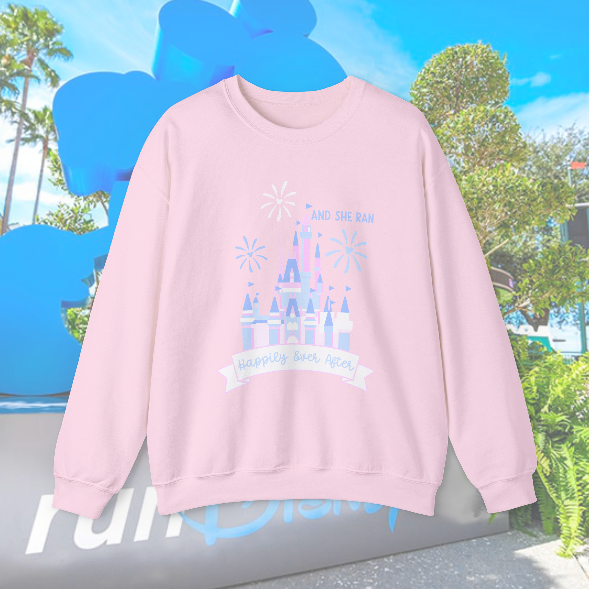 CHOOSE TEE OR CREW-  And She Ran Happily Ever After