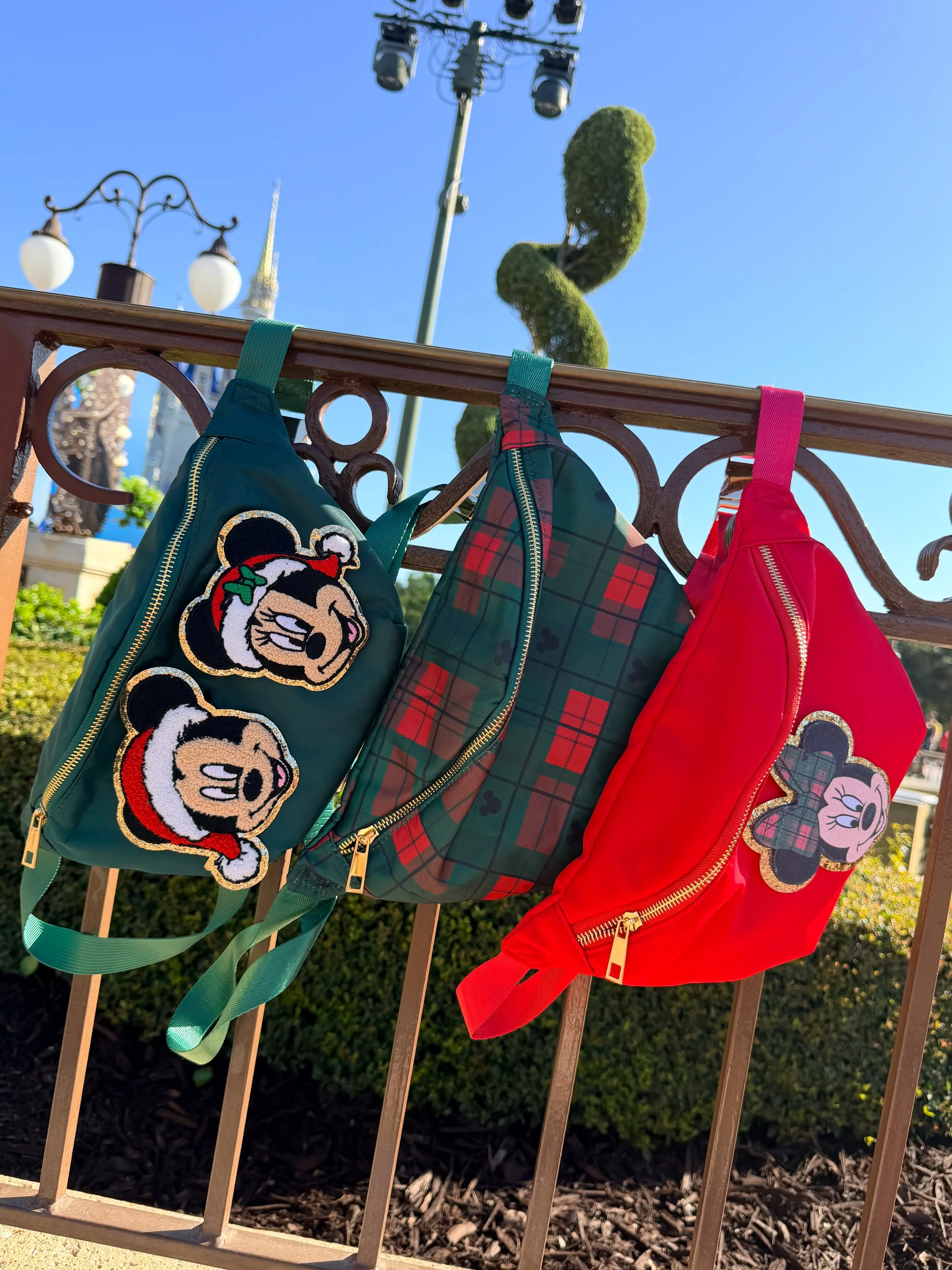 Christmas Mouse and Plaid Fanny Packs