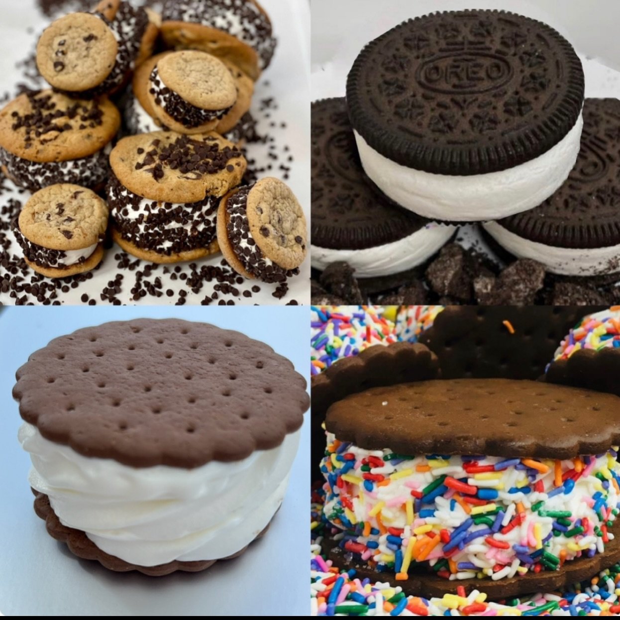 Handcrafted in-house 🍦 Our homemade ice cream novelties include Vanilla Ice Cream Sandwiches, Oreo Ice Cream Sandwiches, Chipwiches, Sprinkle Sandwiches, and more. Which one are you grabbing first?