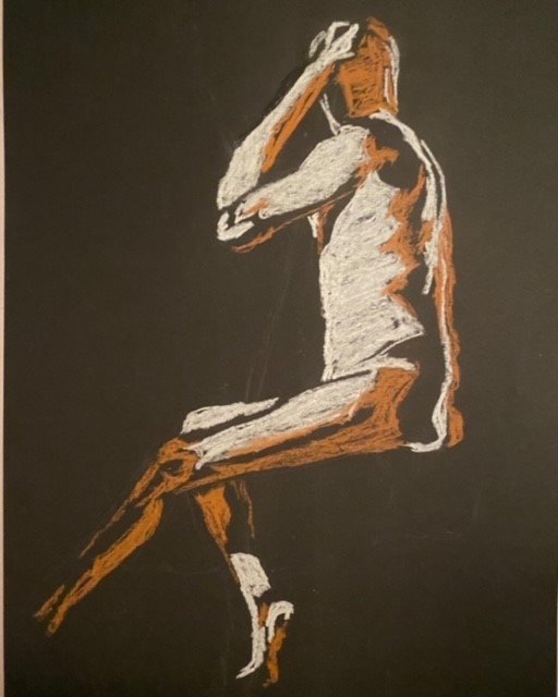 Life drawing Light & Dark conte on paper