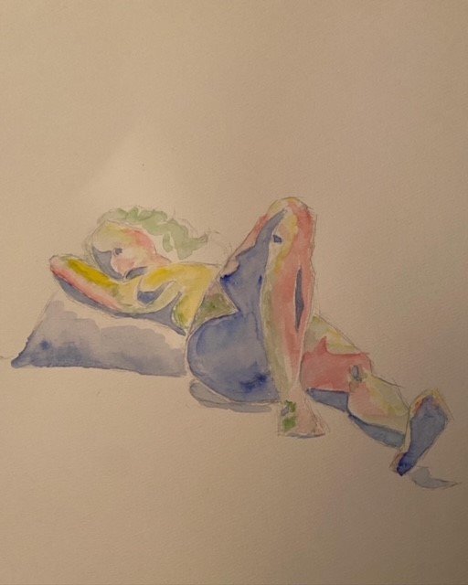 Reclining Woman watercolour on paper SOLD