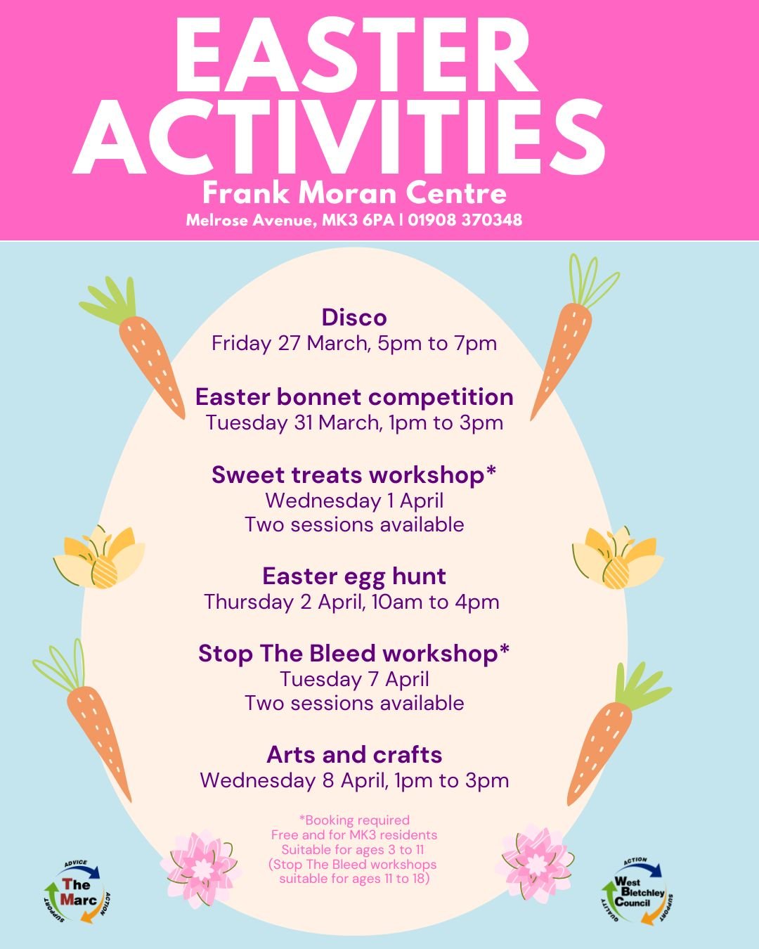 Easter events at Frank Moran Centre - West Bletchley