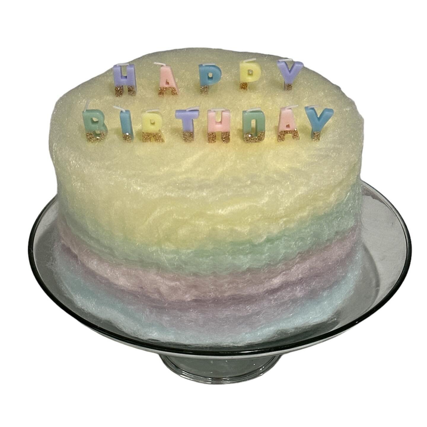 Celebrate your special person&rsquo;s birthday with this colorful, multi-flavored cotton candy cake with matching birthday candles!