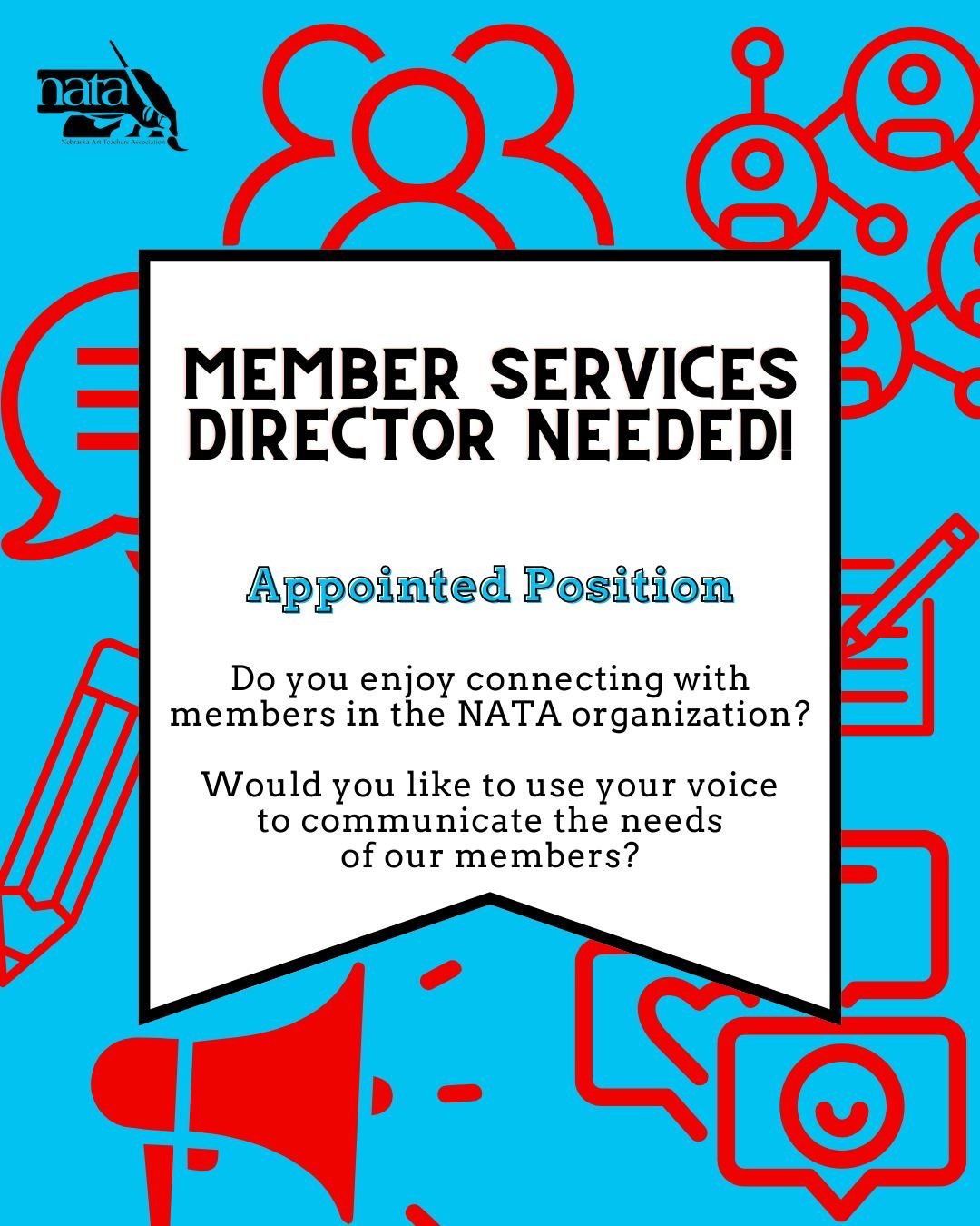 With Joe Bristol&rsquo;s term as president-elect beginning July 1, the NATA Board of Directors is searching out a member to serve as Member Services Director. This is an appointed position by the president with the director serving as a voting member