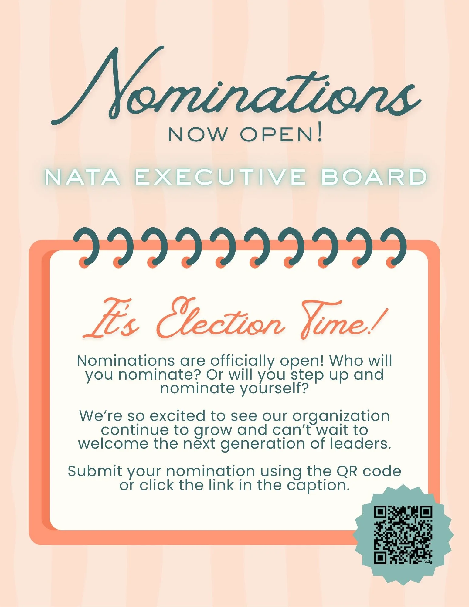 Are YOU interested in leadership with NATA or do you know someone who might be? 𝐍𝐨𝐦𝐢𝐧𝐚𝐭𝐢𝐨𝐧𝐬 𝐚𝐫𝐞 𝐎𝐏𝐄𝐍! Please consider nominating a friend or colleague. Check out some testimonies sharing the impact of NATA leadership. 

Nominations 