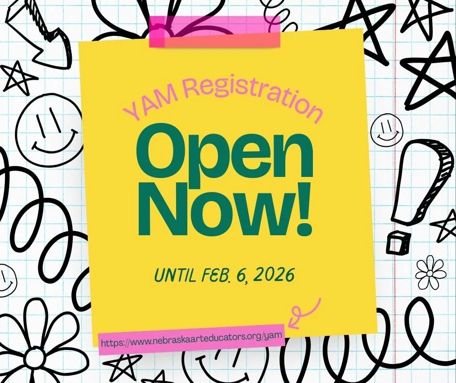 It's not too late! 🎨 The deadline to register for the Youth Art Month Exhibition is February 6th!

March is Youth Art Month, and we are ready to celebrate the incredible creativity of our students across the state. The Nebraska Art Teachers Associat
