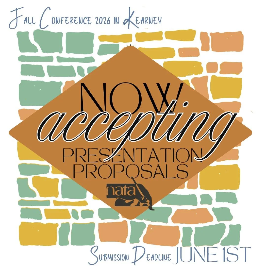 🎨 Nebraska Art Educators&mdash;It&rsquo;s Your Time to Shine! 🎨

NATA members, presentation proposals for the Fall Conference in Kearney (October 9-10) are officially OPEN! 🚀

Do you have an idea for a hands-on workshop? A unique teaching approach