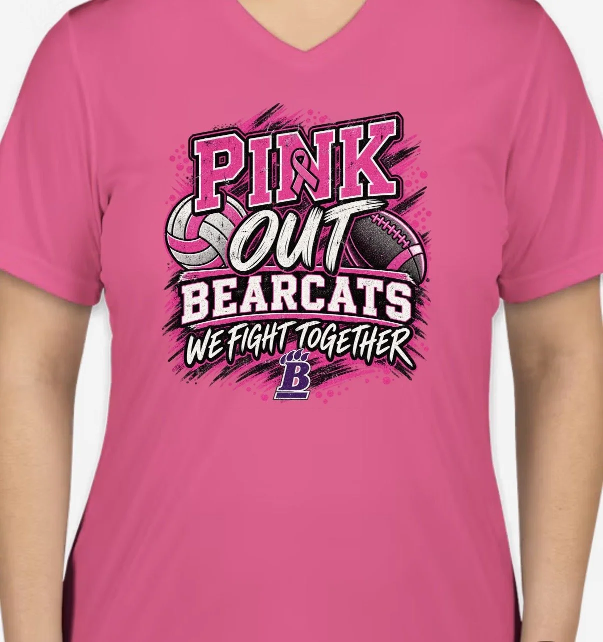 2026 Pink Out Womens VNeck dri fit or cotton