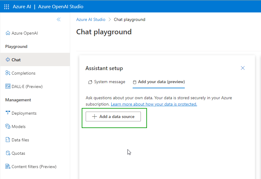 Azure AI Playground is an easy way to build a FAQ Chatbot
