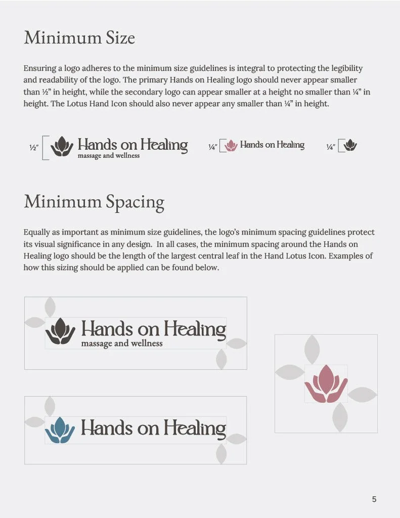 Hands on Healing Brand Guidelines Minimum Size & Spacing