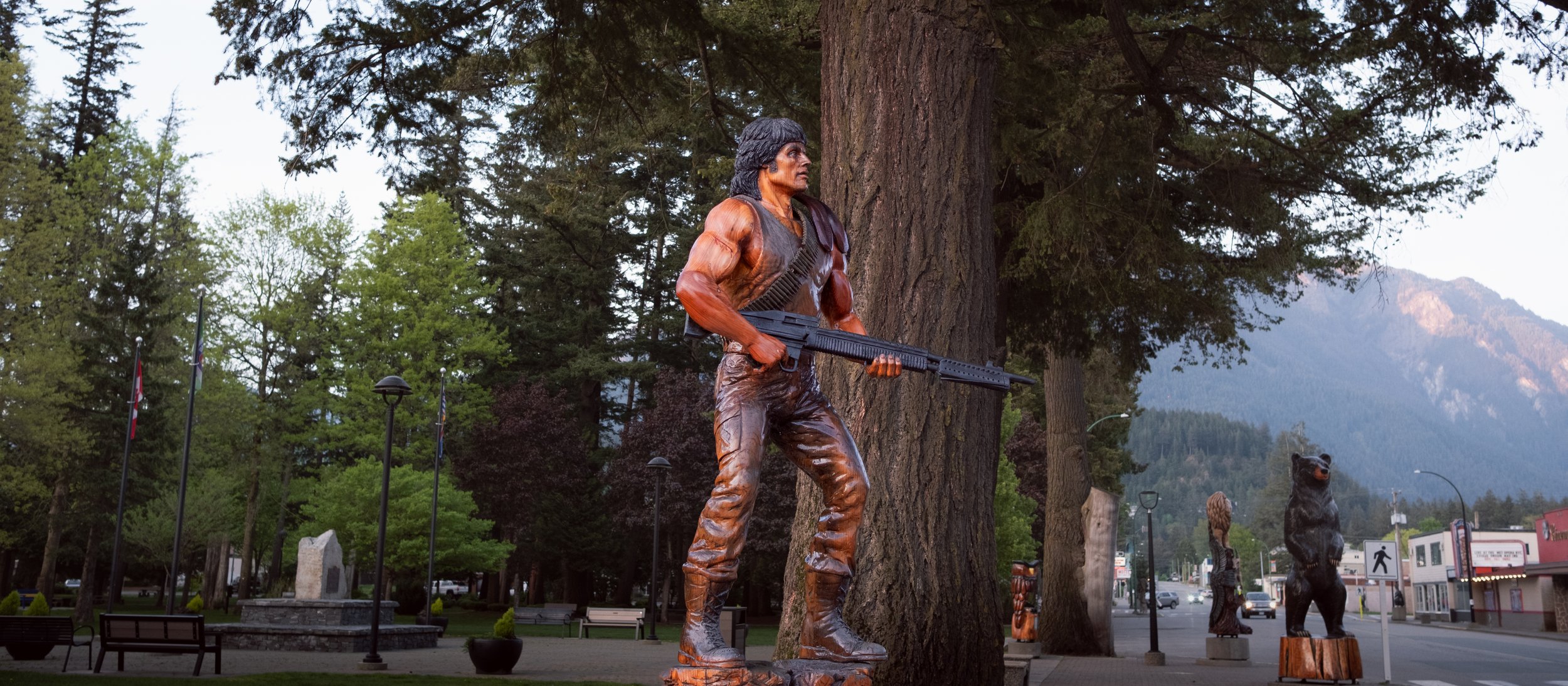 Speaking of cinematic, Rambo was filmed here, and there's a wooden statue to remind everyone. 