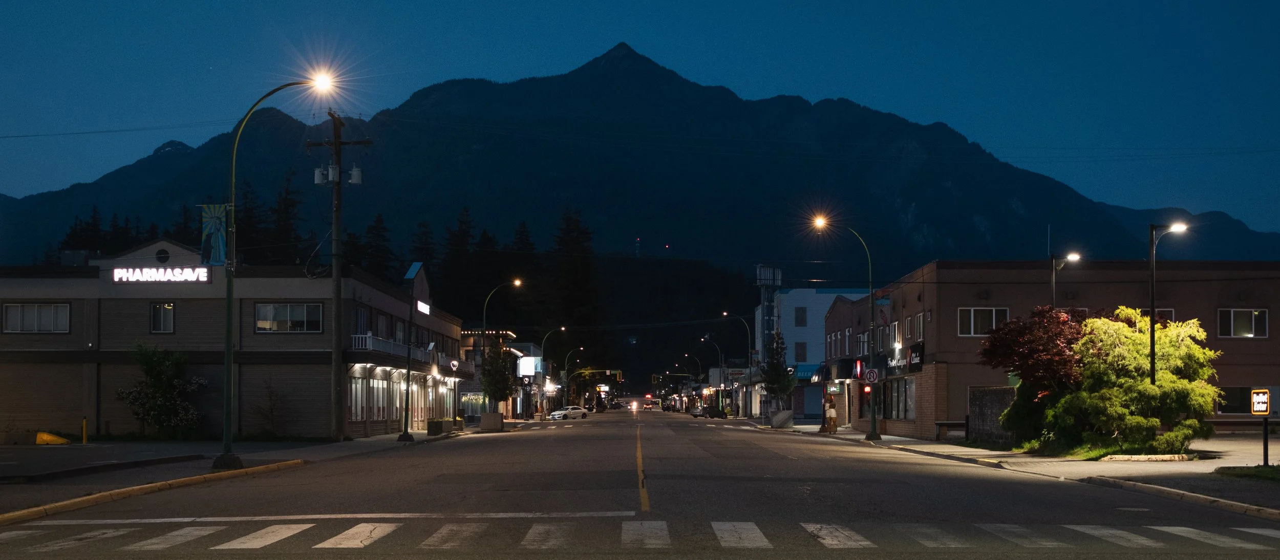 Wallace Street, long and straight, with the mountain looming over the sleepy little town.