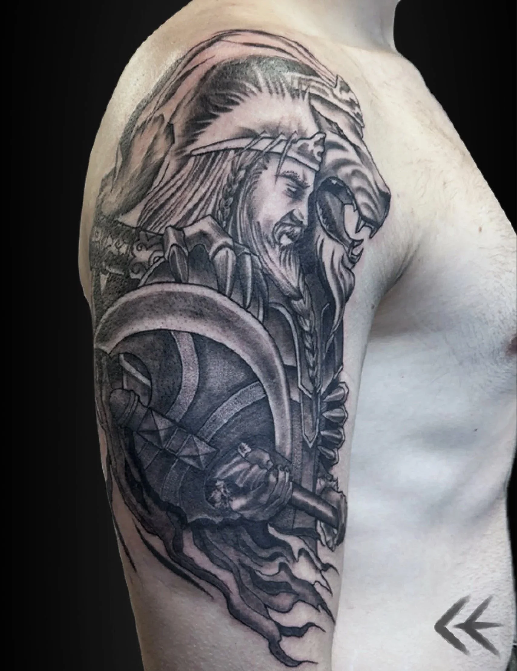 Edmonton realistic Viking, lion, greek, roman black and grey realism tattoo artist.jpg