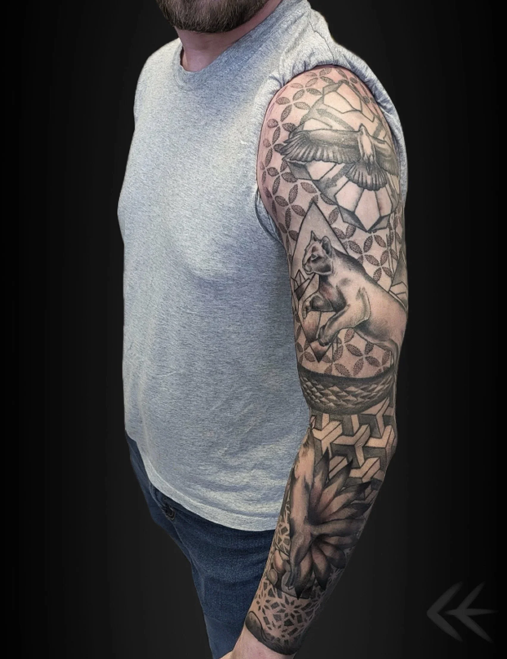 geometric sleeve tattoo, spiritual tattoo.jpg