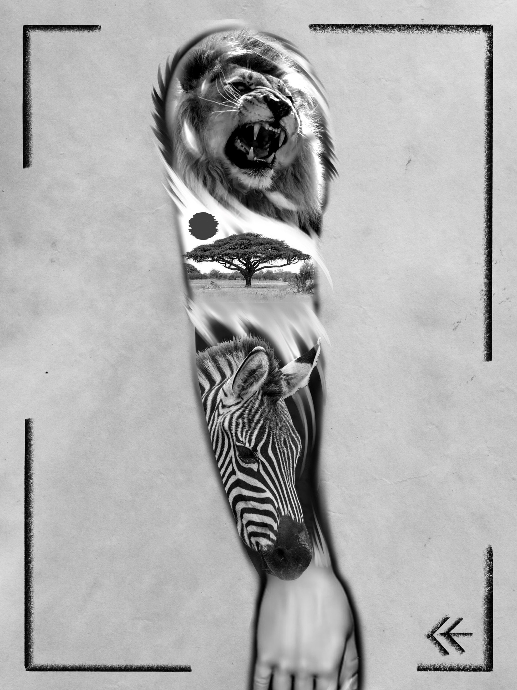 Edmonton tattoo artist, realism safari lion sleeve.jpeg