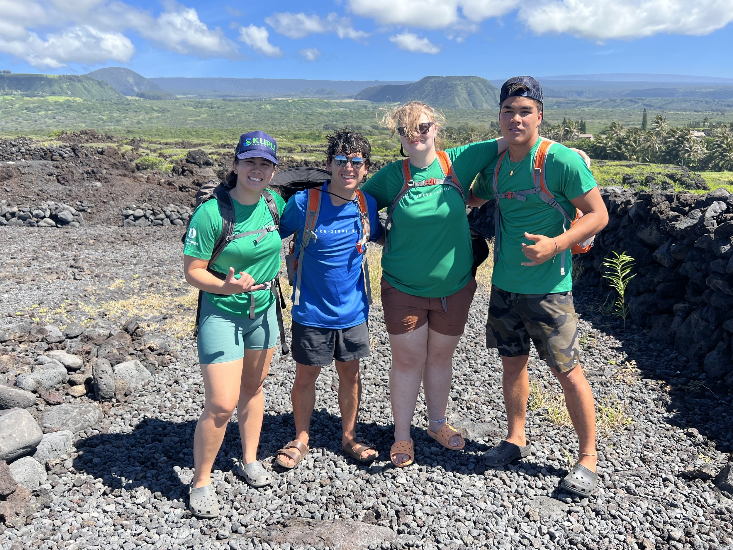 Participants of the Hawaii Youth Conservation Corp Summer Program at Kaiholena in Hilo, HI, working together on conservation projects.