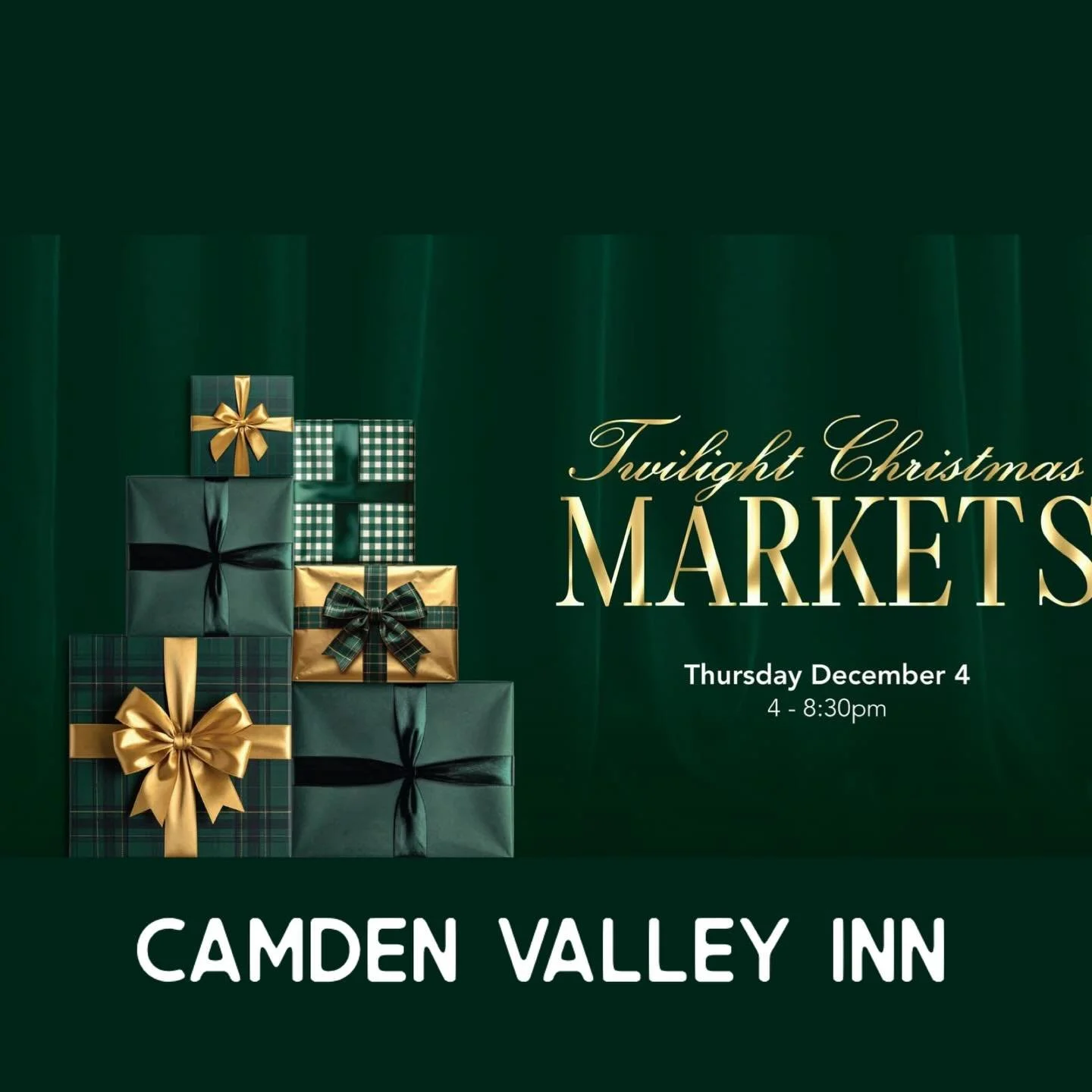 Join us this Thursday night for the @camdenvalleyinn Christmas markets !
