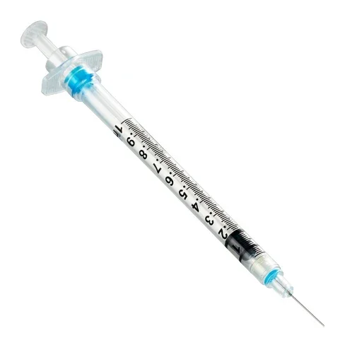 Sol-Care Safety Syringe with Fixed Needle.