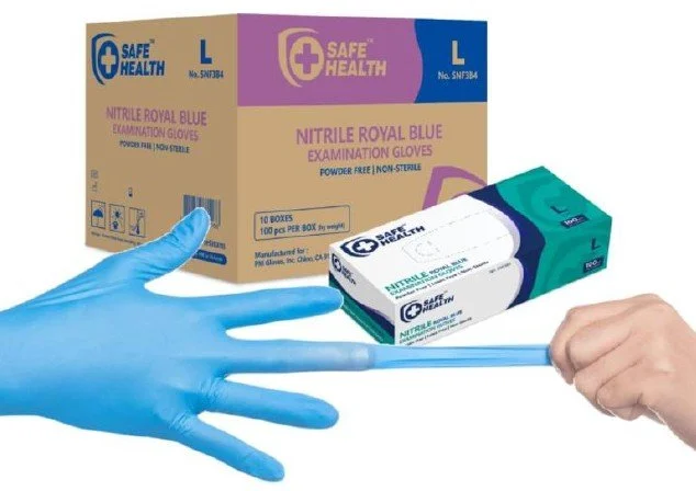 SafeHealth Nitrile Medical Exam Gloves 3.5mil 100 per box, 10 bx/cs.
