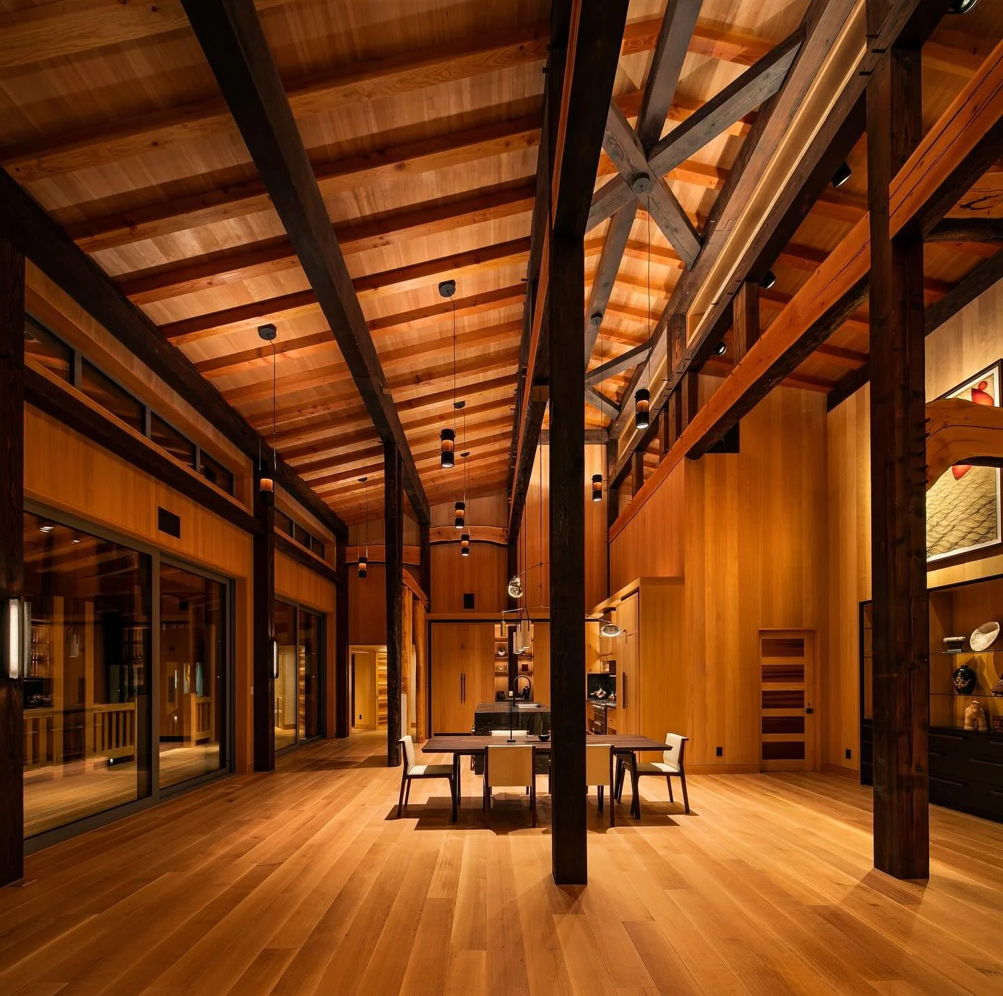 木 Hall inspired by Pacific coastal longhouses.
&zwnj;
@mdvphoto_architecture
&zwnj;
Creating magic with lighting
Jen Gong @creativedesignsinlighting
&zwnj;
#masterbuilder
#craftistheremedy
#organicmedievalrevival
#timberframe
#craftsmanship
#conserva
