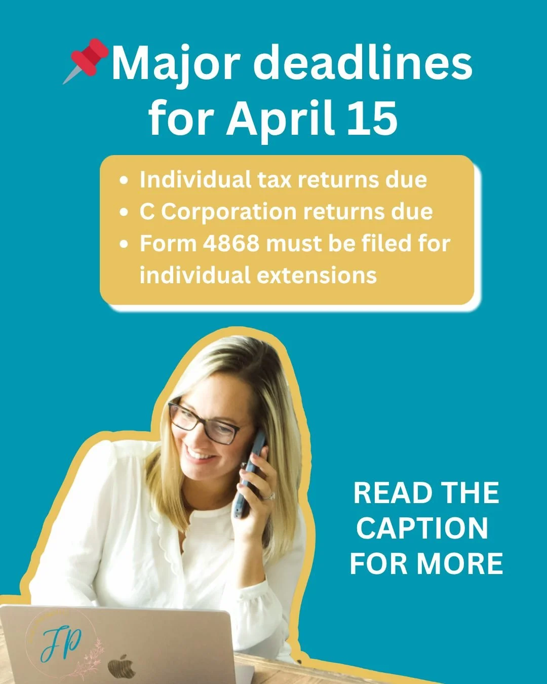 Happy Friday! Here is your final reminder for major April tax deadlines. Save this post and set any reminders you may need now so you don't forget. Comment and tell me, are you done with taxes, or are you still working on them?