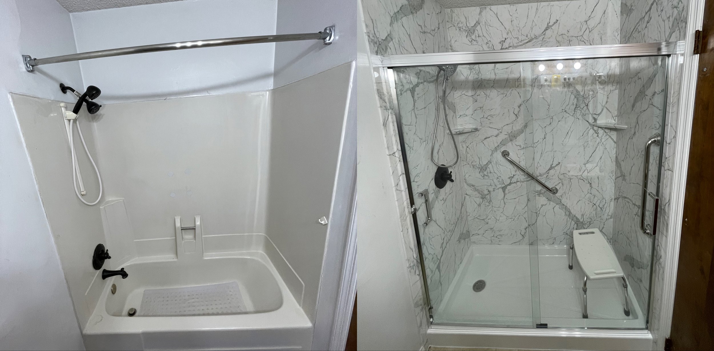 Real Shower Transformations:
From tub-to-shower conversions to complete shower replacements, our work reflects thoughtful design and careful installation.