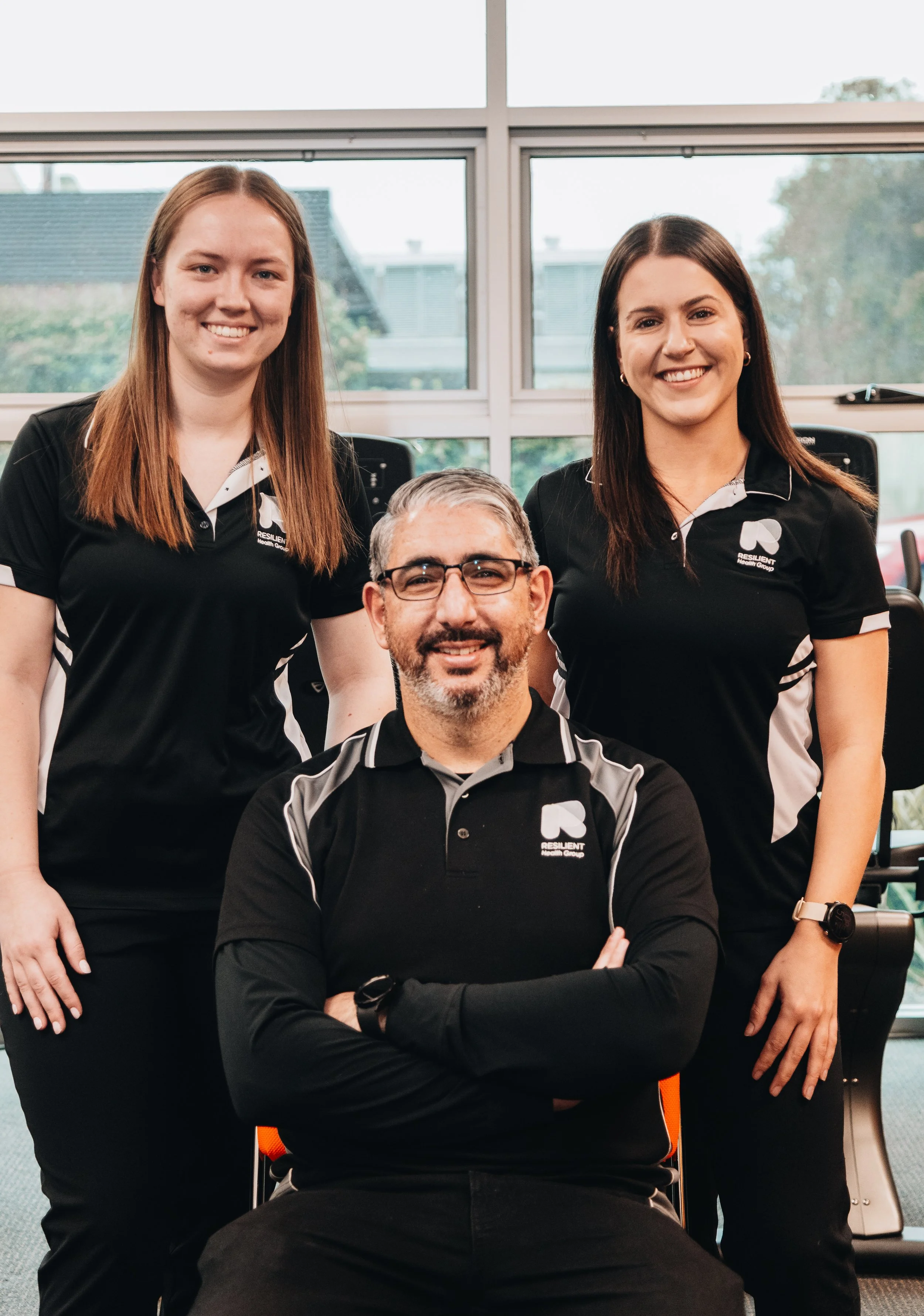 Our Resilient Health Group Exercise Physiologist team, (Left) Tegan Berry Smith, (Middle) Roy Papalia and (Right) Liana Paparella, 226 Magill Road, Beulah Park SA 5067. Exercise Physiologist Near Me