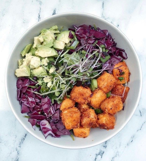 crispy sweet chilli tofu bowl