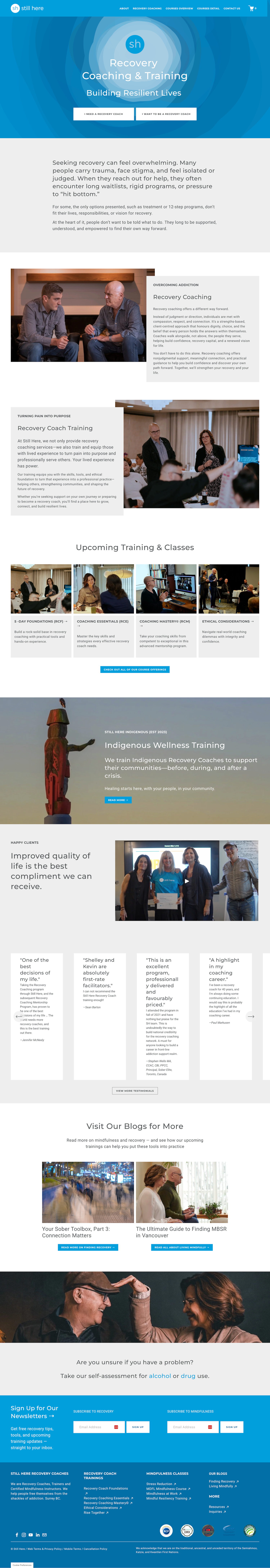 Still Here Recovery Coach Training Website Refresh