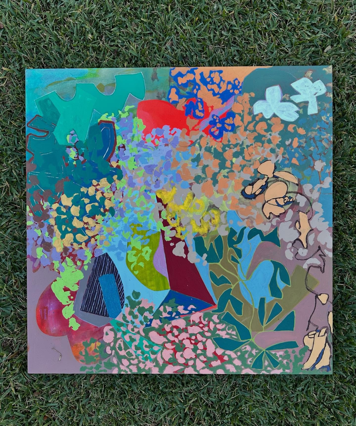 🍃Forest Floor🍃 36&rdquo; x 36&rdquo; &bull; mixed media collage on canvas &bull; link in profile