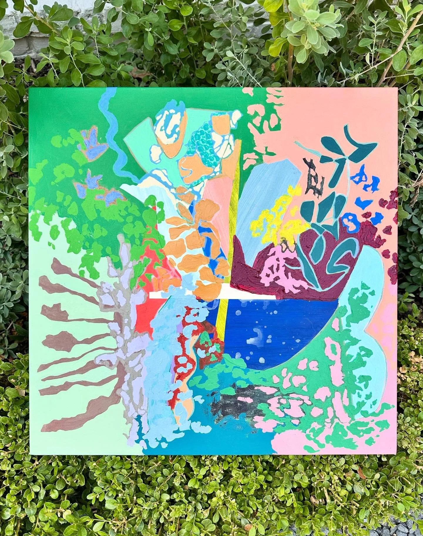 ✨Around The Pond✨ 20&rdquo; x 20&rdquo; &bull; mixed media collage on canvas &bull; link in profile 
.
.
.
.
.
.
.
.
.
#collectcait