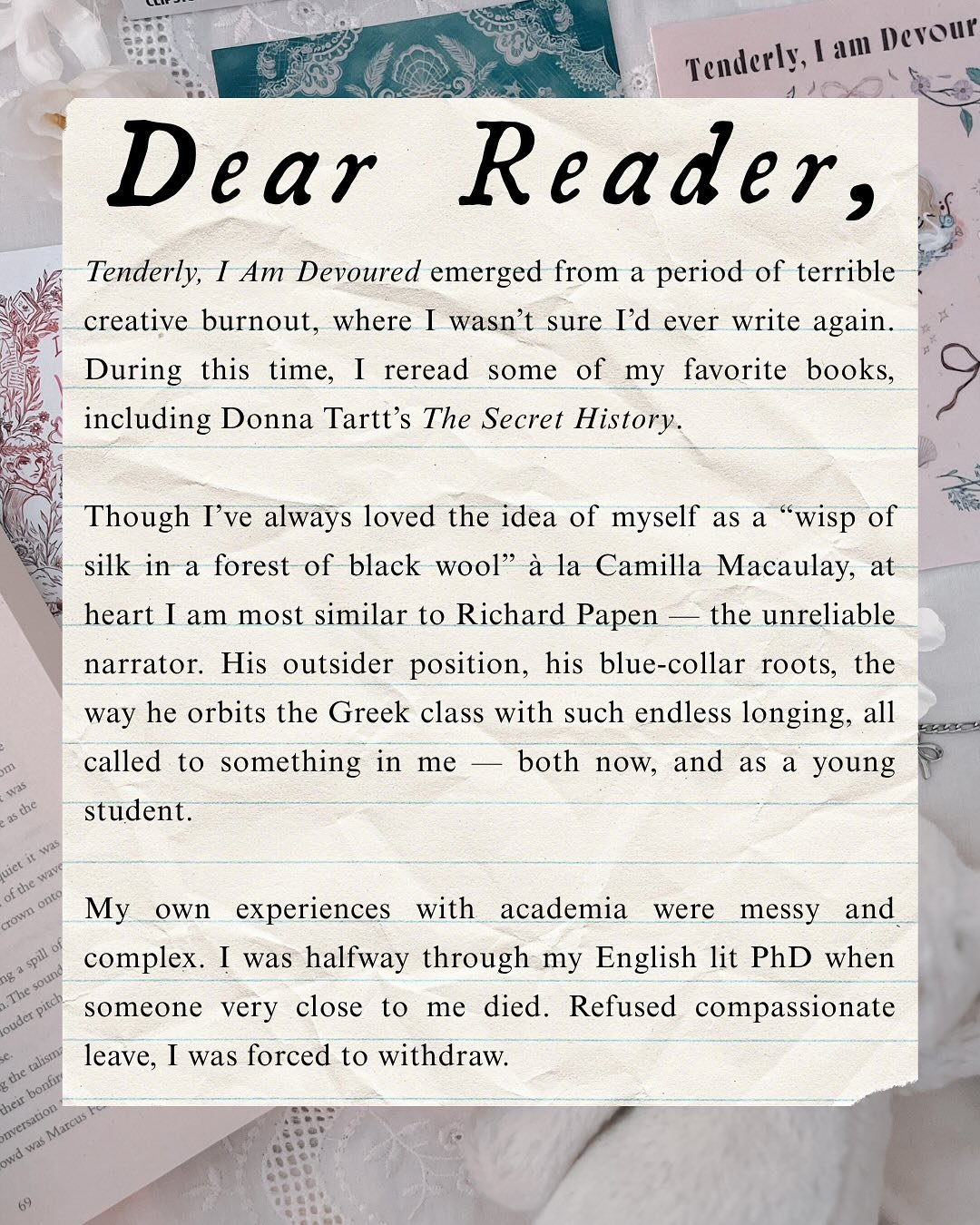 Dear reader&hellip;

I&rsquo;ve been thinking a lot lately about the online relationship between authors and readers. I love the online community and the people I have been able to connect with through social media 🤍

At the same time, it&rsquo;s a 
