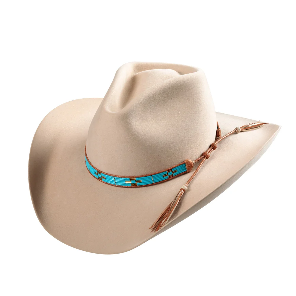 Chapeau Montecristi Fait Main - Feutre De Fourrure Taupe Clair - Taille 7 3/8 - 7 1/2 - Vintage