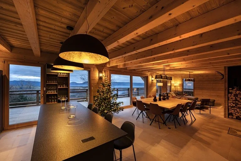 salon dans chalet de montagne haut de gamme