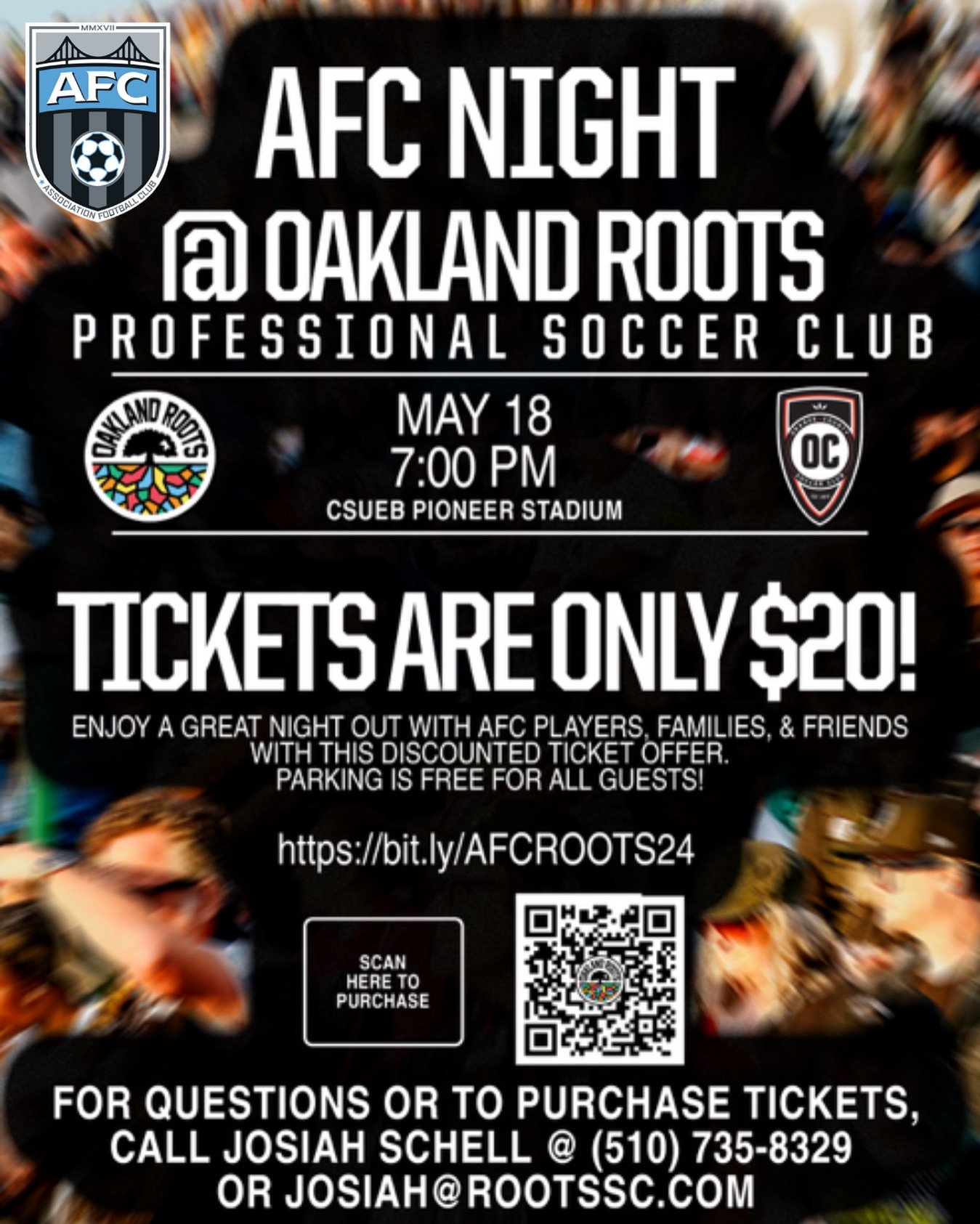 Join AFC on May 18th for the @oaklandroots match!