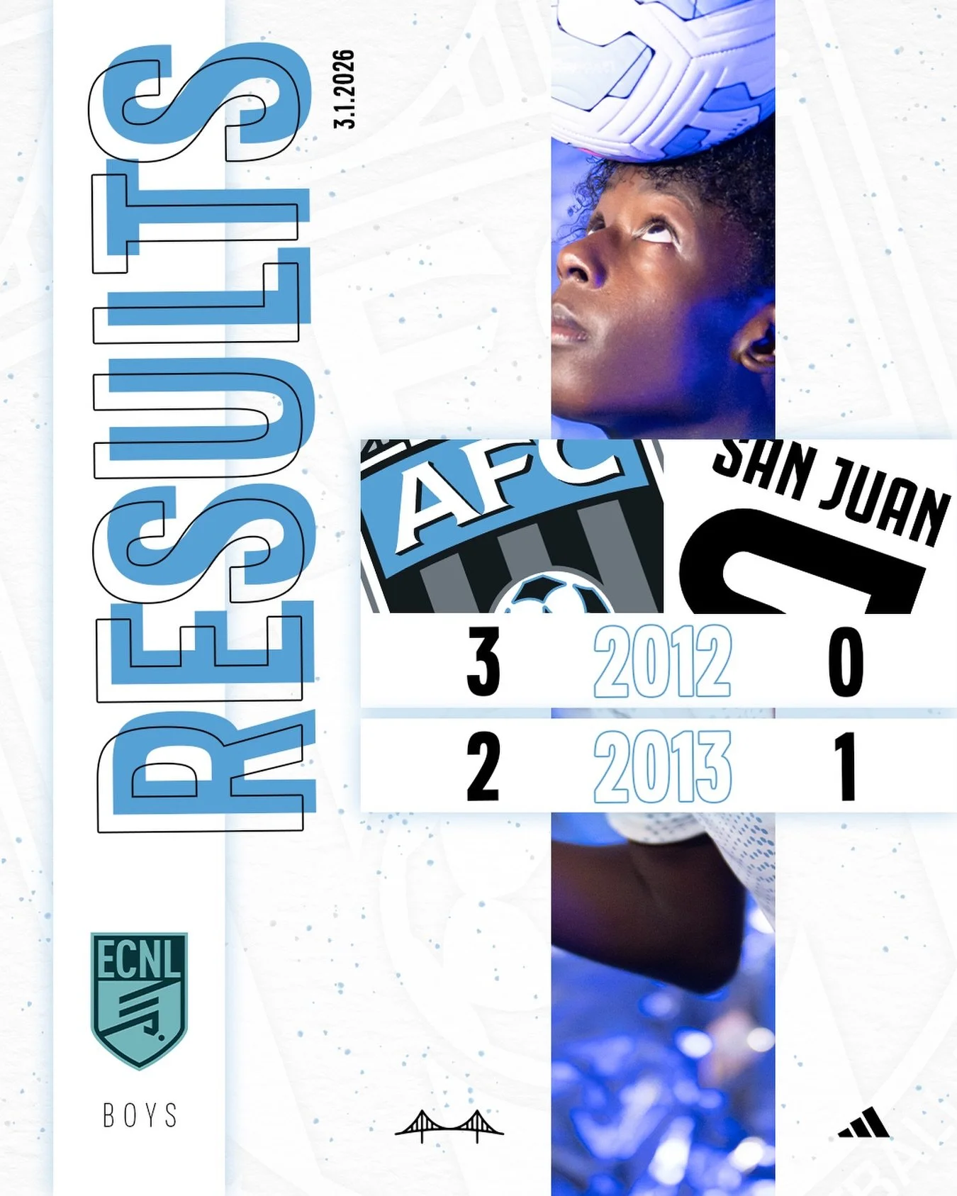 2013 &amp; 2012 ECNL boys sweep on the road against San Juan Soccer Club earlier today.

#AFC #ELEVATE