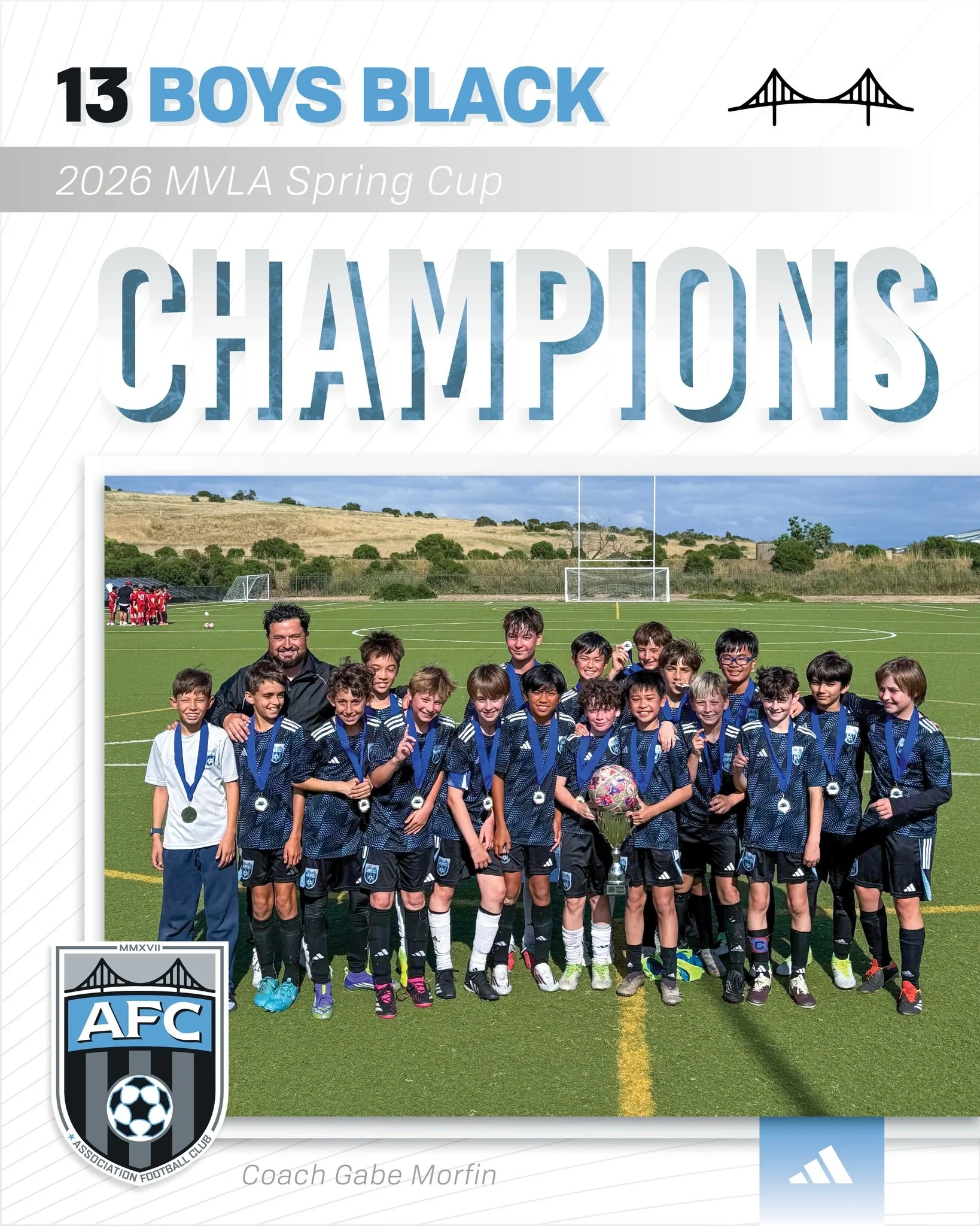 Congratulations to the AFC 2013 Boys Black team on their gritty come from behind victory in the final of the MVLA Spring Cup over the weekend. After falling behind 2-0 against OV Torros, the gents rallied to 3-0 victory. 

#AFC #ELEVATE
