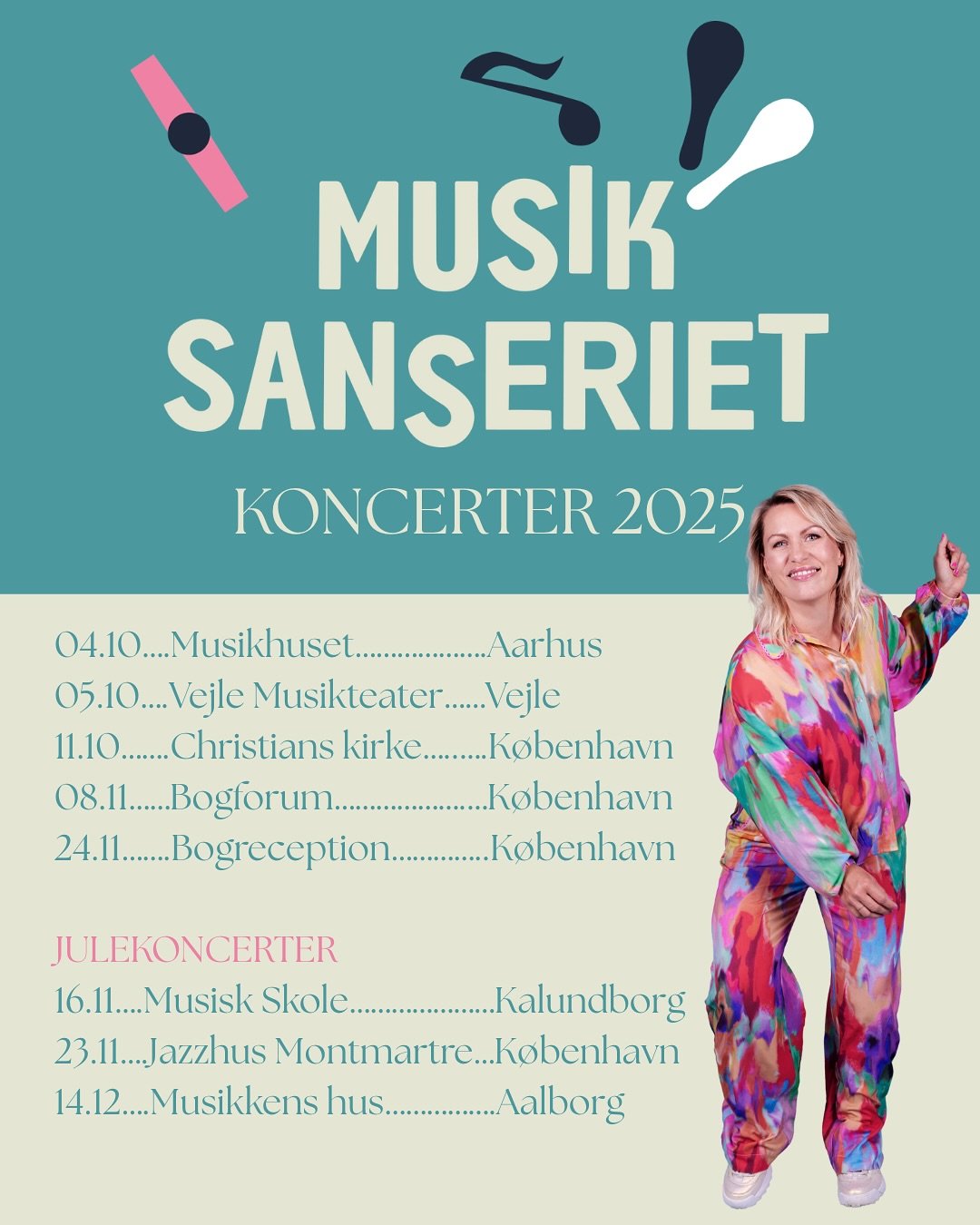 K O N C E R T E R &bull; 2 0 2 5

Noget af der bedste jeg ved, er at m&oslash;de jer til koncerter rundt omkring i landet 😍

Der opst&aring;r altid magi, n&aring;r vi synger, spiller, danser, sanser og bruger vores fantasi sammen! 🌟

Her kan du se,
