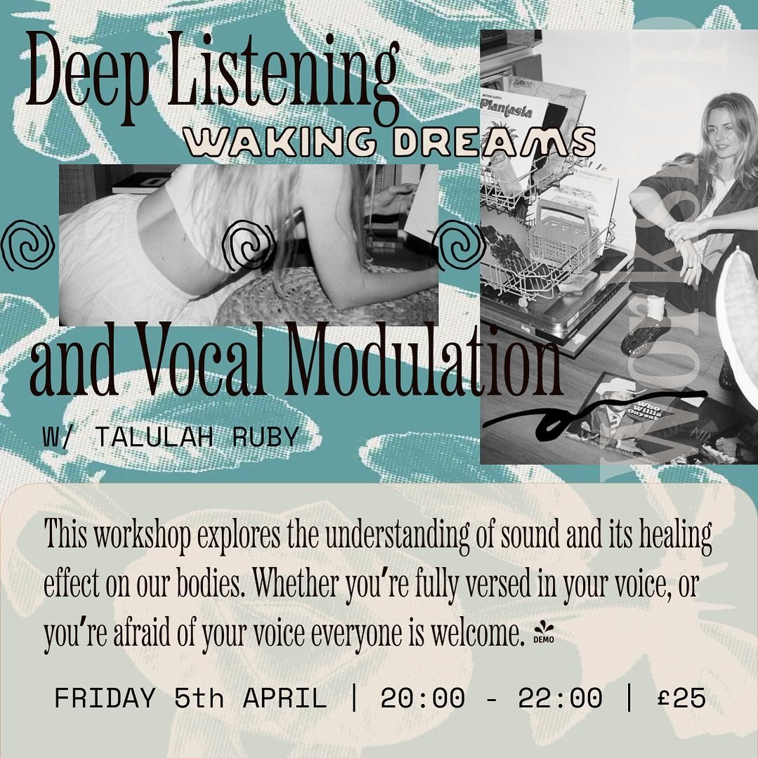 🌀 

Talulah Ruby&rsquo;s &lsquo;Deep Listening + Voice modulation&rsquo; session is based on 10 years of field notes and multi-disciplinary research that integrates the understanding of sound and its healing effect on our bodies. Whether you&rsquo;r