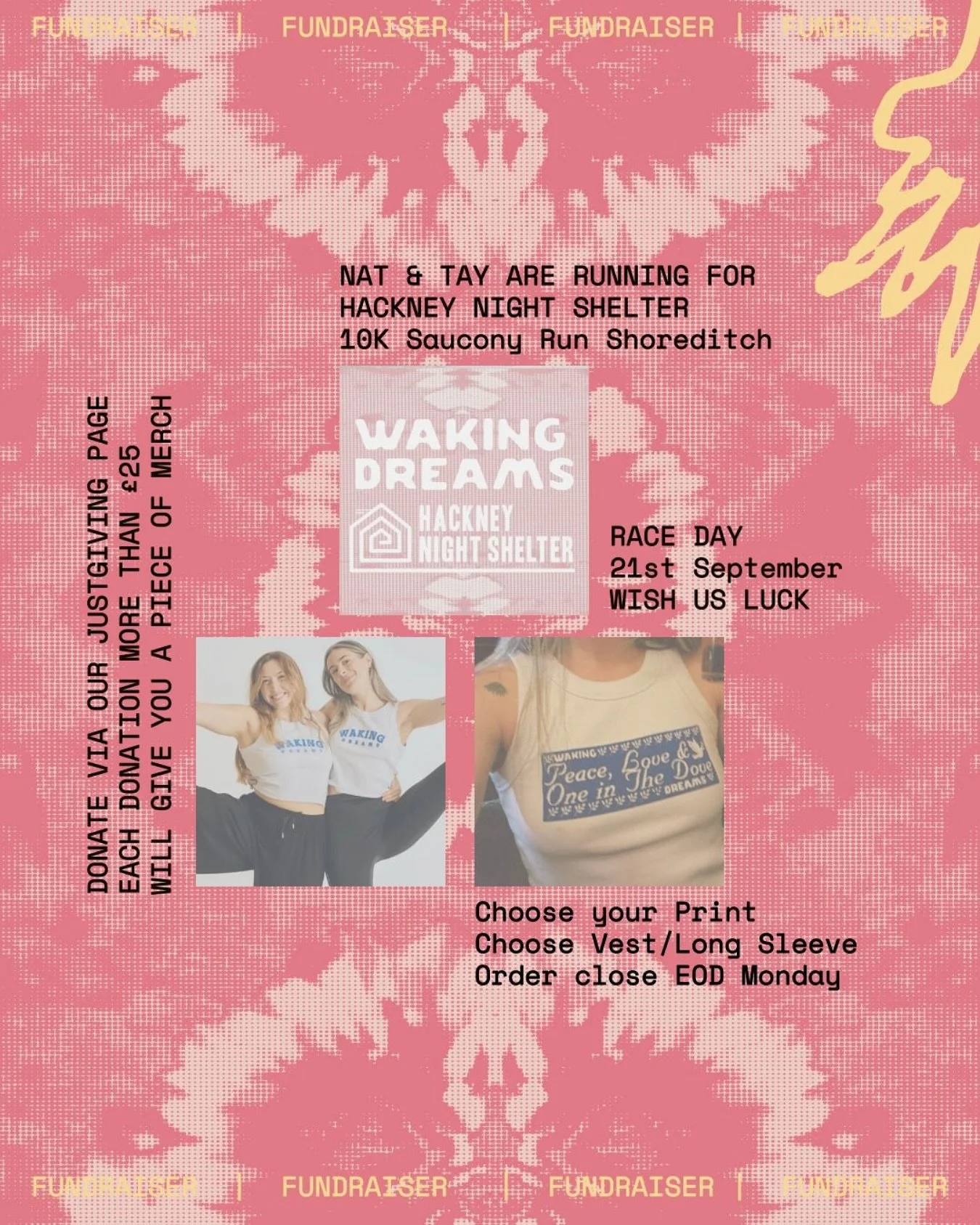 👟
	
10 Days to 10k!

Team Dream is fundraising for Hackney Night Shelter for the Saucony Run Shoreditch 2025.
	
To support our fundraising efforts, we are bringing back our highly-requested &ldquo;Peace, Love &amp; One in the Dove&rdquo; and Varsity