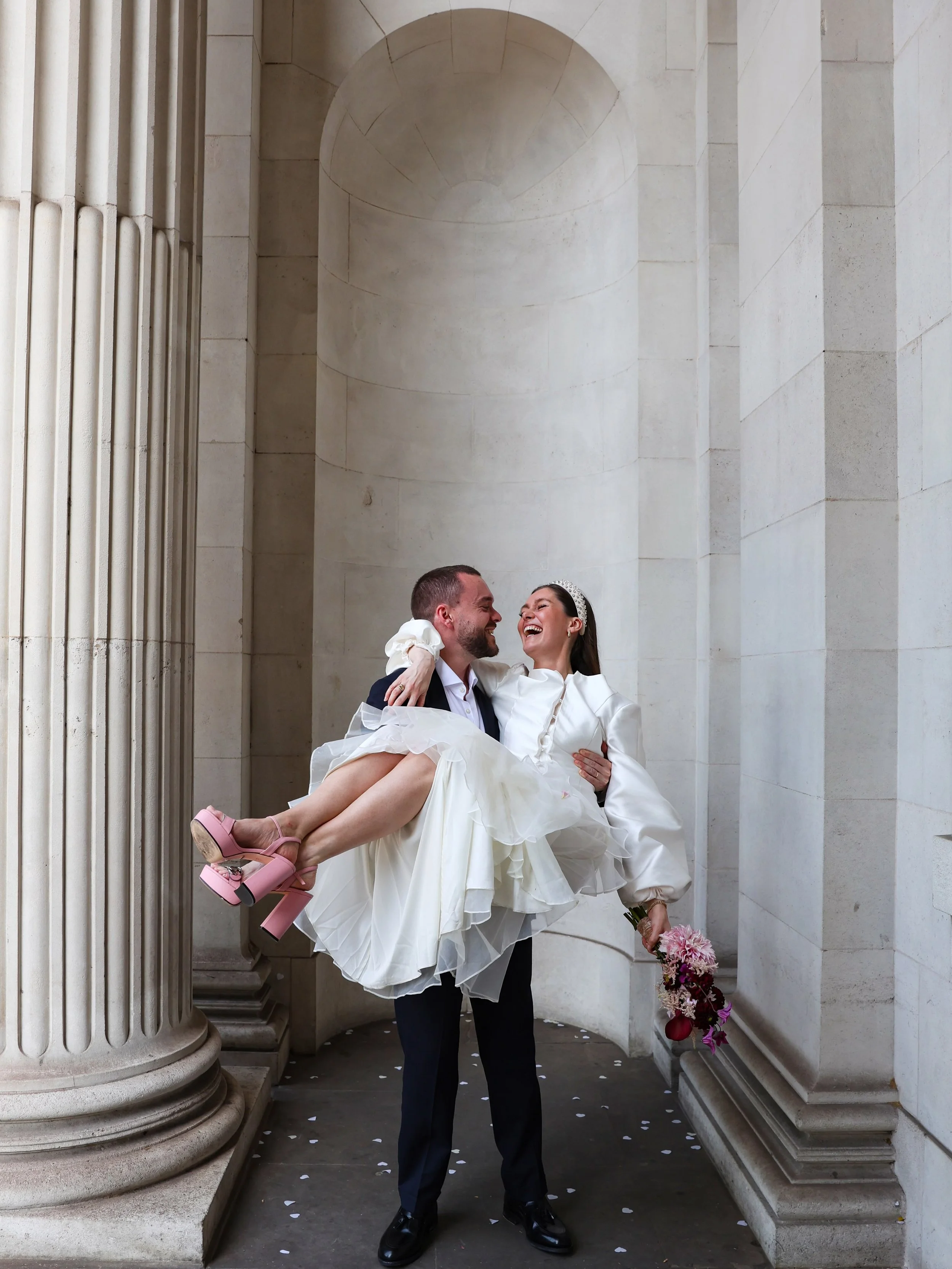 My FAVOURITE shot! Congrats to these two lovebirds! 🥳💖

Venue: @oldmarylebonetownhallweddings 
Jacket: @bymalinabridal 
Dress: @sir__ 
Shoes: @gucci 
Flowers: @serv.world 
Suit: @lestrangelondon 
Photographer: @soph__studio__ 

#maryleboneweddingph